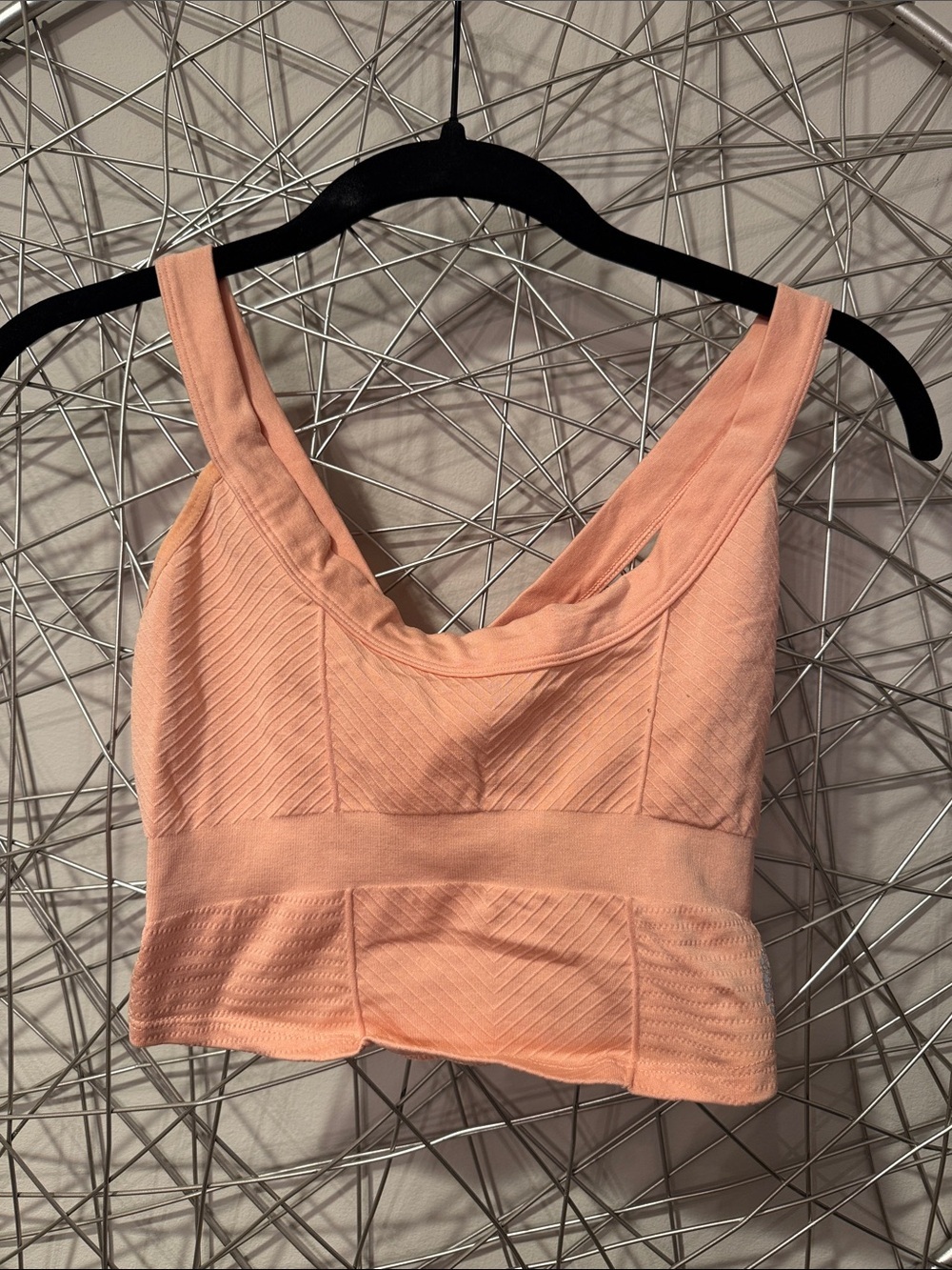 Free People Movement Peach Seamless Ribbed Crop Bralette - size xs